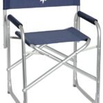 Reinforced aluminum director’s chair.